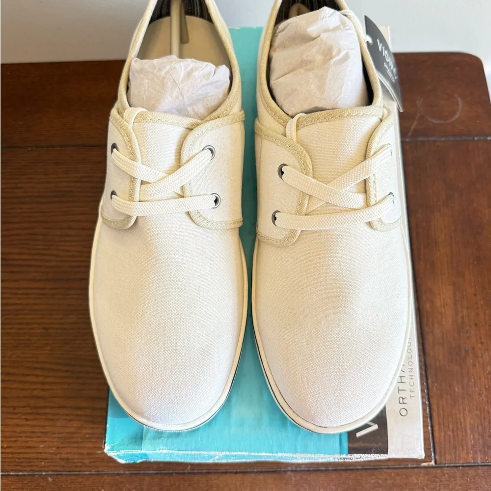 Vionic Bryson Lace Up Canvas Sneakers White TVM4059 Men's 8‎ NEW